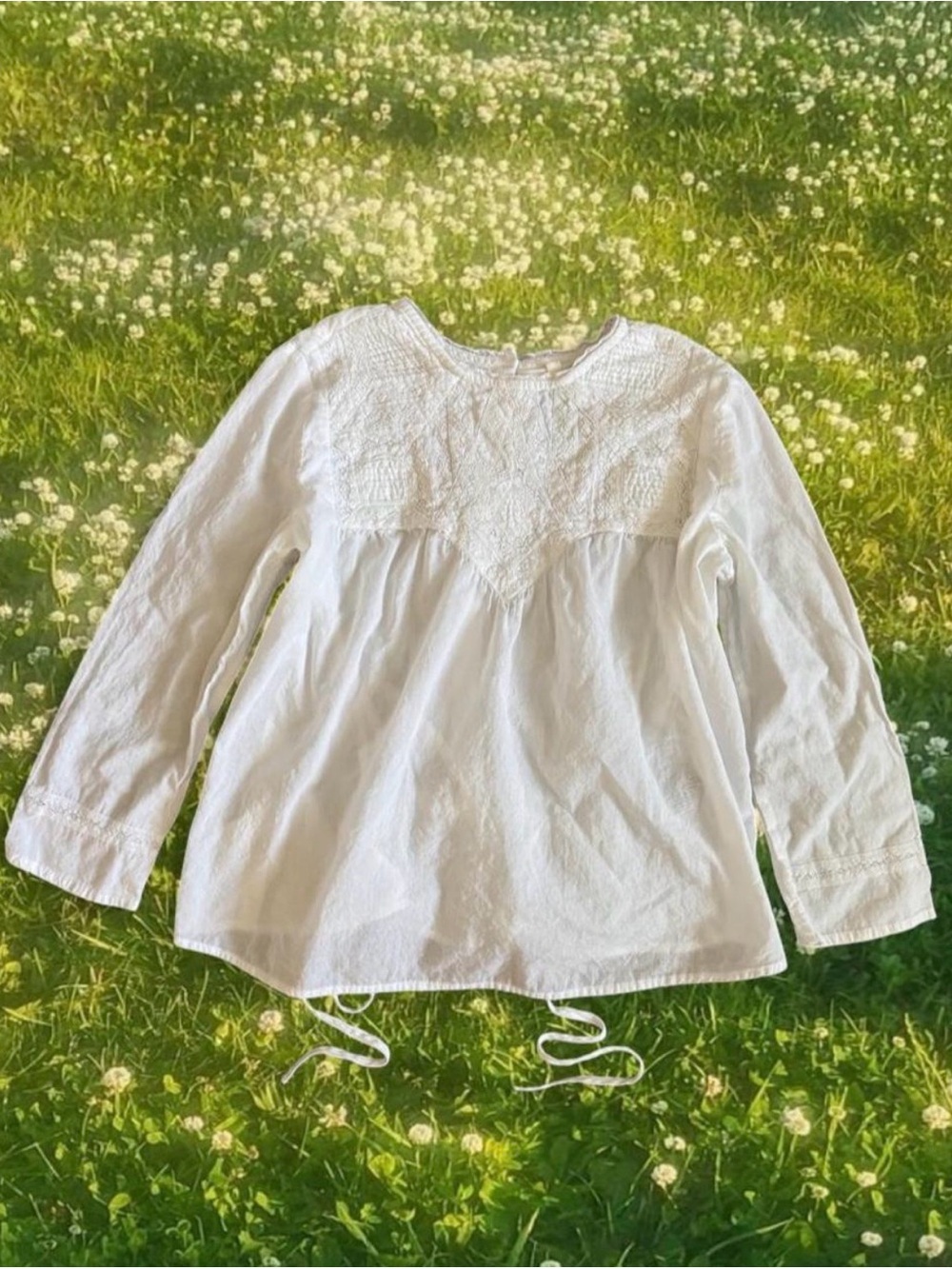 Levi’s White Lace Cottagecore Babydoll Cotton Top Ruched Coquette Sheer Soft